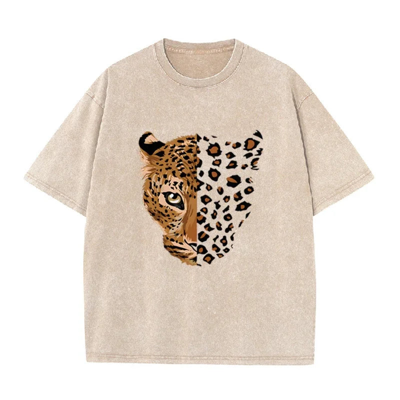 Vintage Purple Leopard Graphic T Shirt Animal Print Acid Wash Oversized Tee