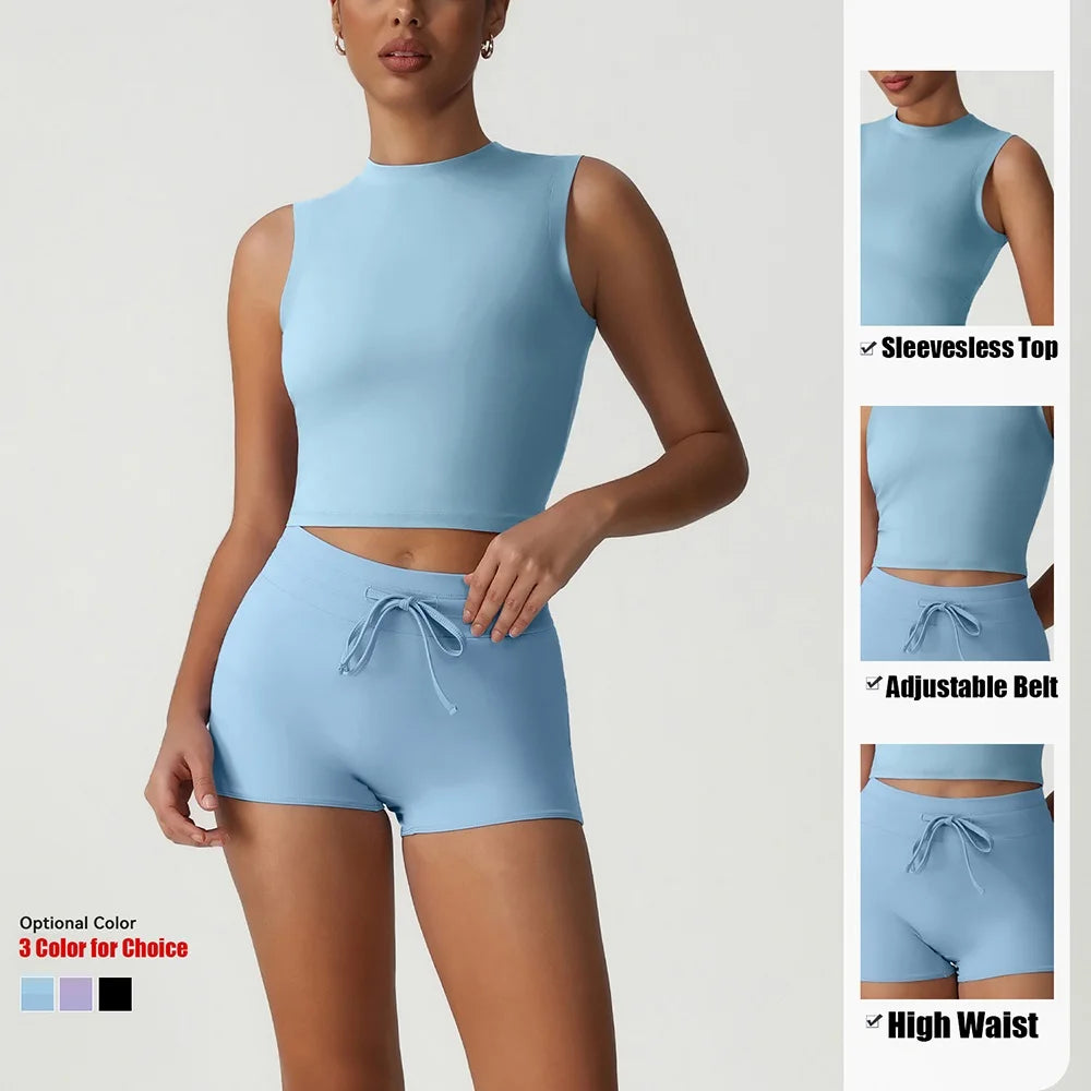 Women's Sleeveless Top and Shorts Workout Set