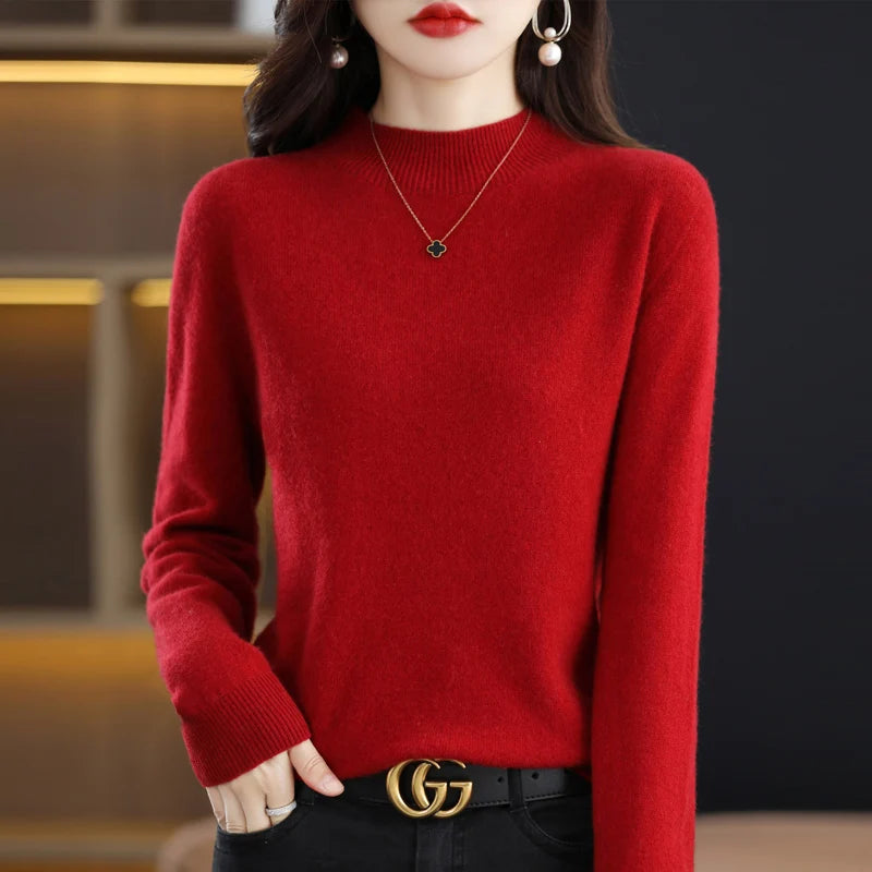 Women's Crew Neck Long Sleeve Sweater Casual Knit Layer