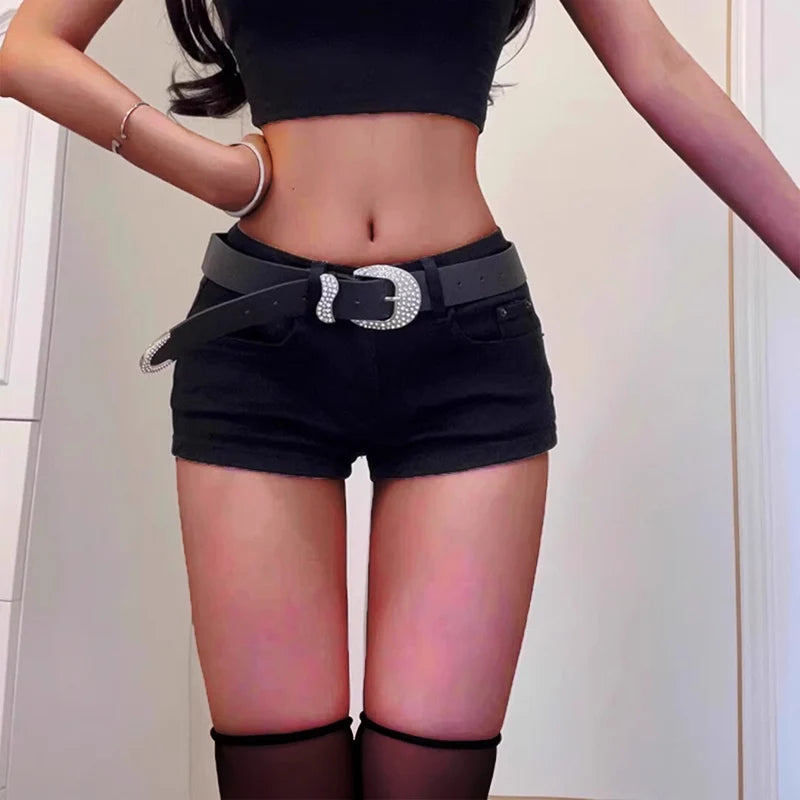 Women's Black Denim Casual Casual Denim Shorts For Everyday Outfits
