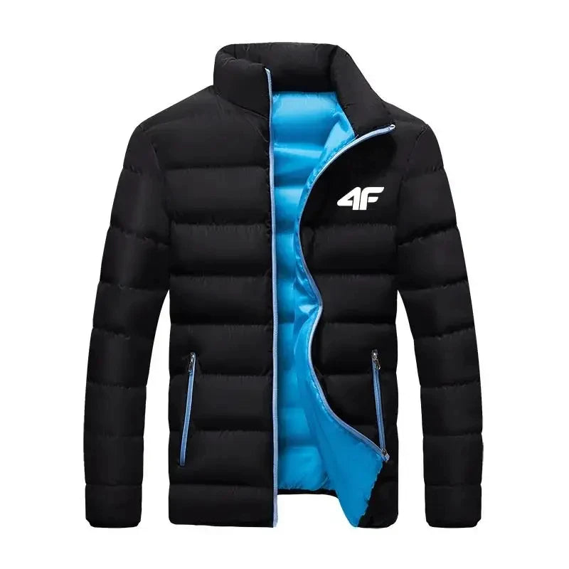 Men's Quilted Stand Collar Zip Front Jacket