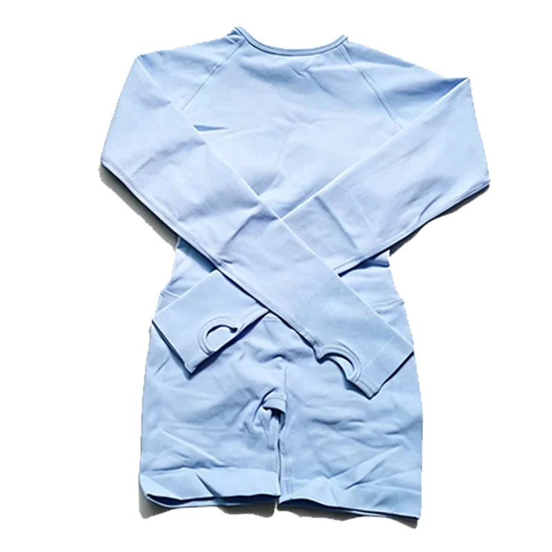 Women's Long Sleeve Nylon Blend Workout Romper with Large Back Cutout