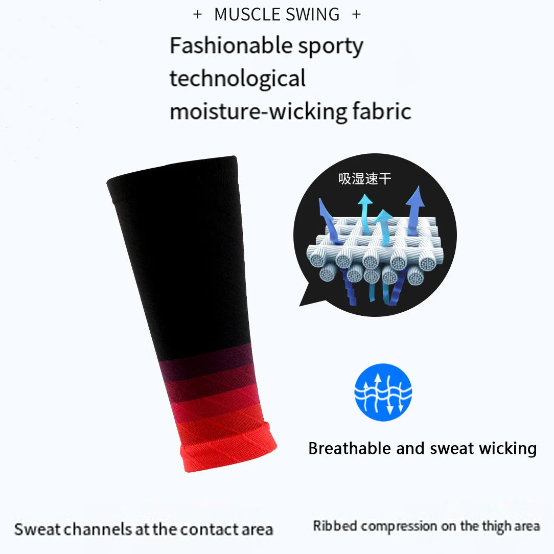Color Block Calf Sleeves with Open Footless Shape