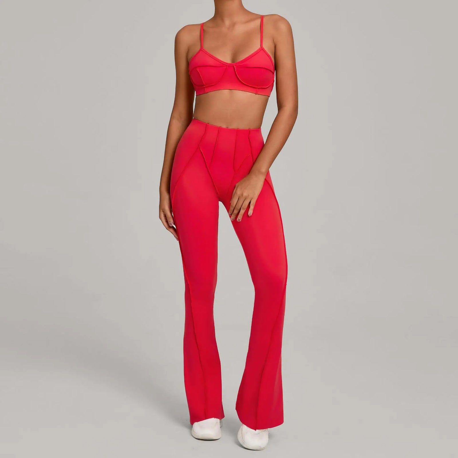 Women's Contrast Seam Bra And Leggings Yoga Set