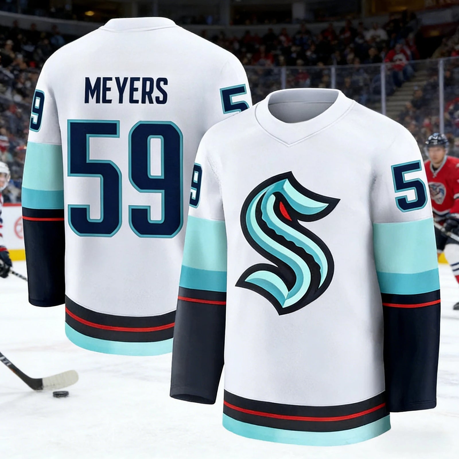 Long Sleeve Ice Hockey Sports Jersey with Contrast Stripe Design