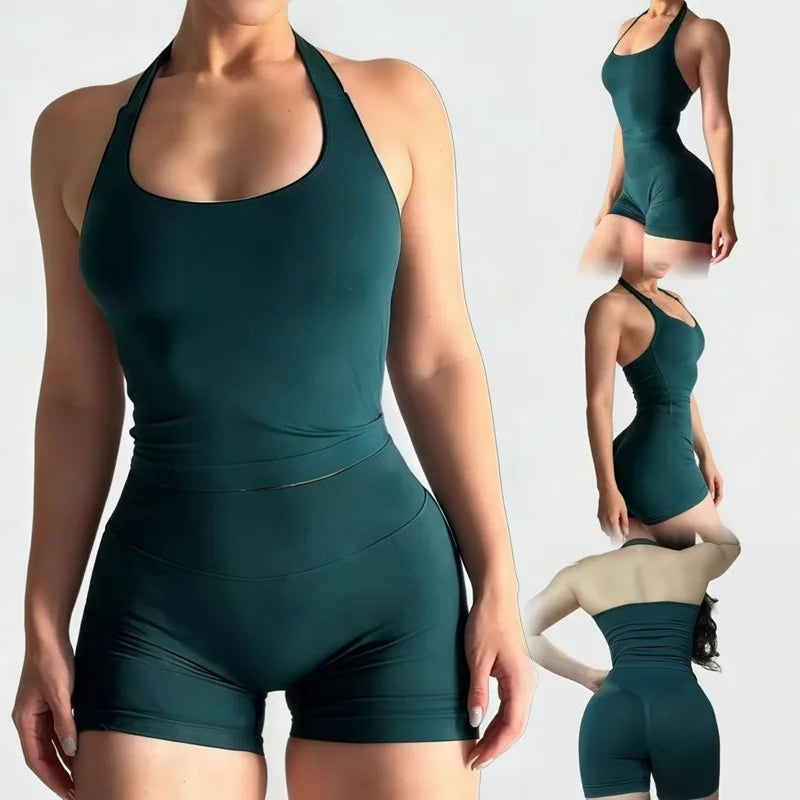 Women's Halter Tank And Shorts Yoga Set For Workout Outfits