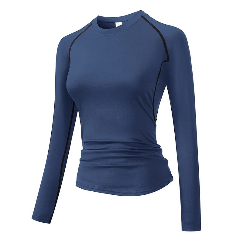 Fitted Crew Neck Long Sleeve Compression T Shirt