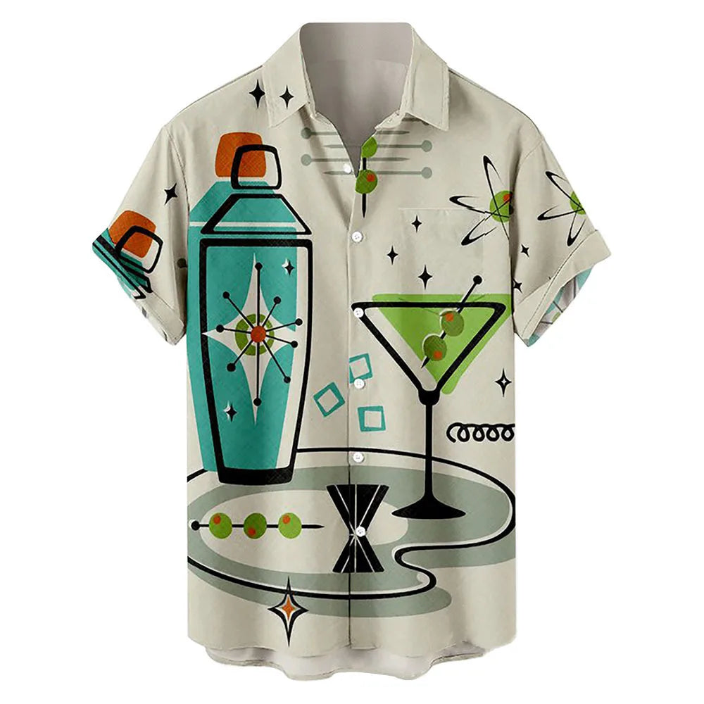Men's Vacation-Print Short-Sleeve Button-Front Shirt