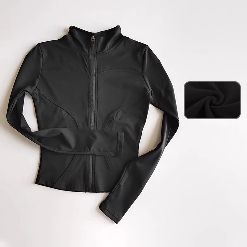 Stand Collar Long Sleeve Full Zip Yoga Training Jacket