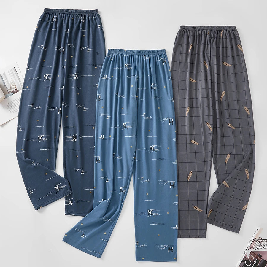 Men's Patterned Elastic Waist Straight Leg Pajama Lounge Pants