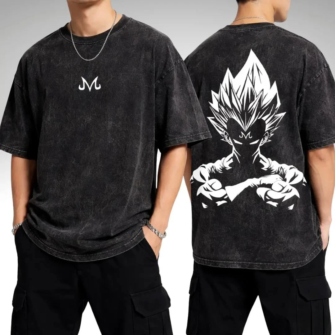 Anime Dragon Ball Graphic Washed Oversized T-Shirt Cotton Streetwear Tee