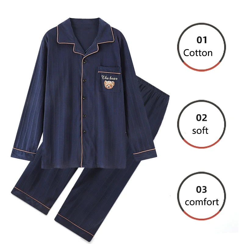 Men's Plaid Button Front Long Sleeve Shirt and Pants Pajama Set