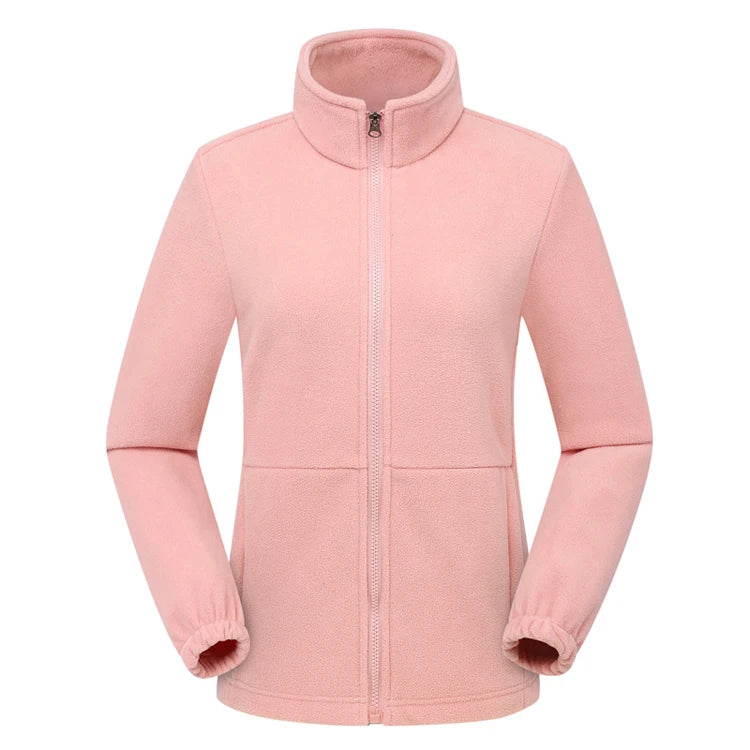 Long Sleeve Full Zip Fleece Outdoor Jacket with Pockets