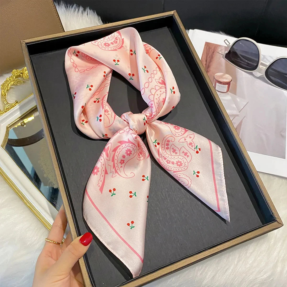Paisley Print Square Scarf for Head and Neck Styling