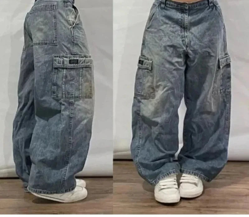 Women's Cargo Wide Leg Pocket Denim Jeans For Everyday Outfits