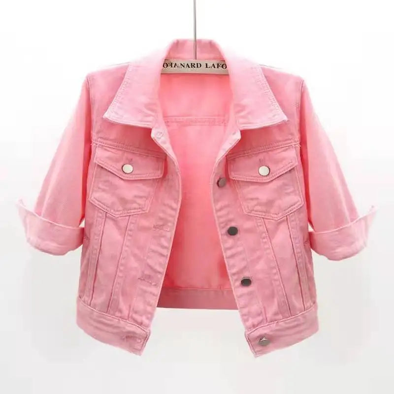 Women's Cotton Denim Three-Quarter-Sleeve Jacket