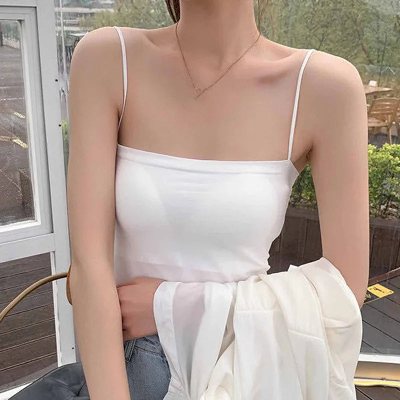 Women's Lace Trim Cotton Tank and Camisole Tops with Multiple Strap Styles