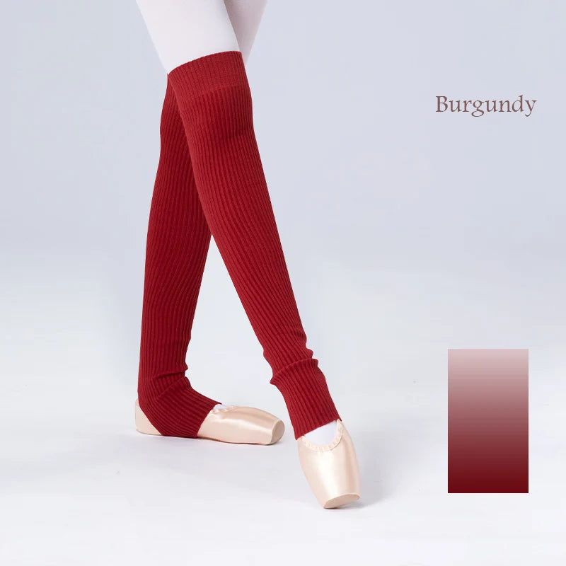 Long Ribbed Dance Leg Warmers with Stirrup Foot Openings