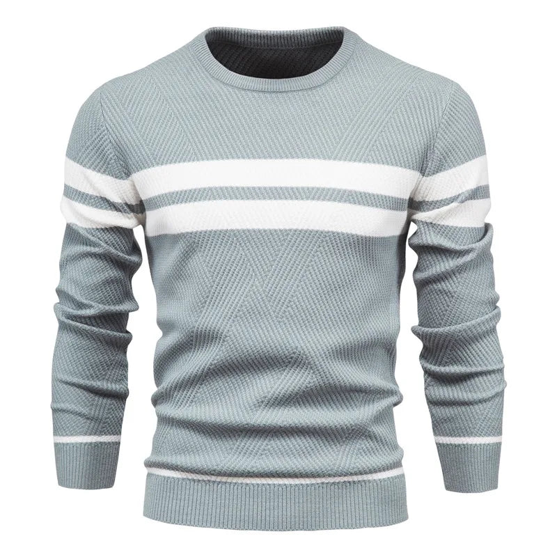 Men's Double Stripe Crew Neck Knit Sweater