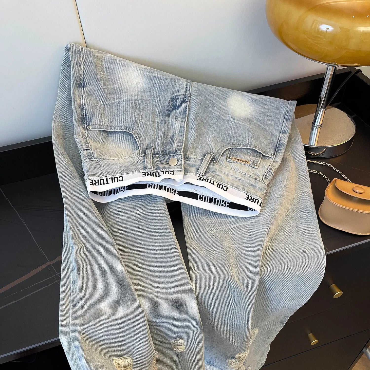 Women's Blue Distressed Denim Denim Jeans For Everyday Outfits