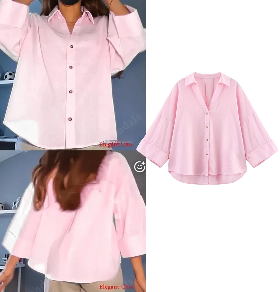 Women's Wide Short Sleeve Collared Button Front Shirt