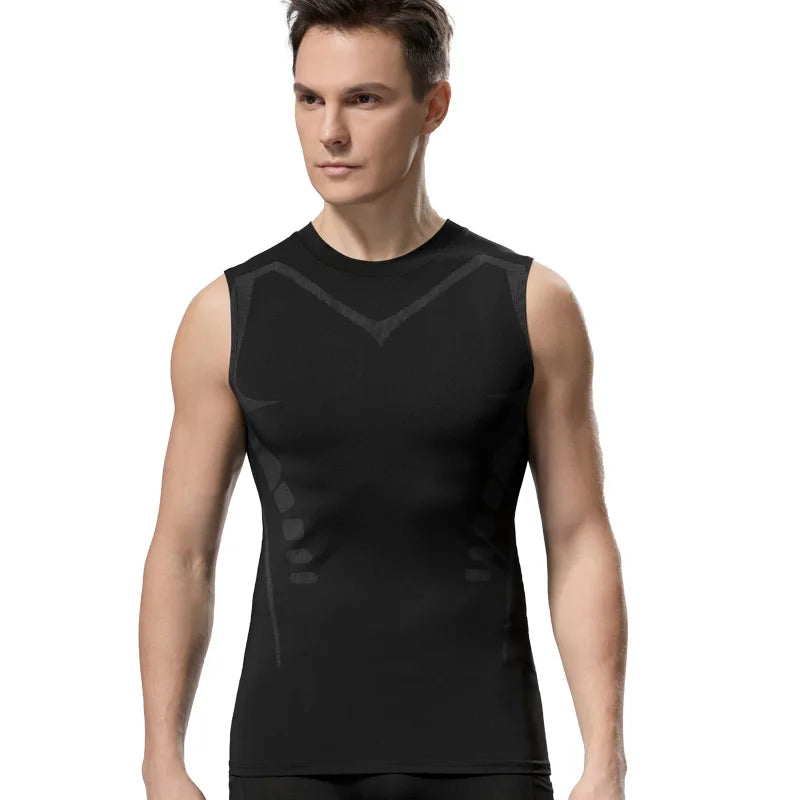 Men's Sleeveless Training Tank Top with Contrast Seam Details