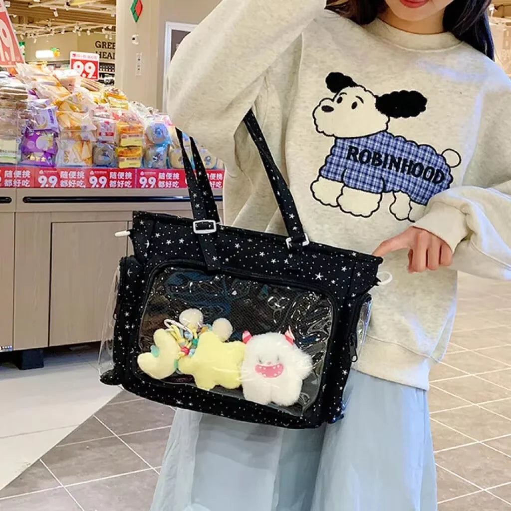 Decorative Display Tote Bag with Transparent Front Pocket