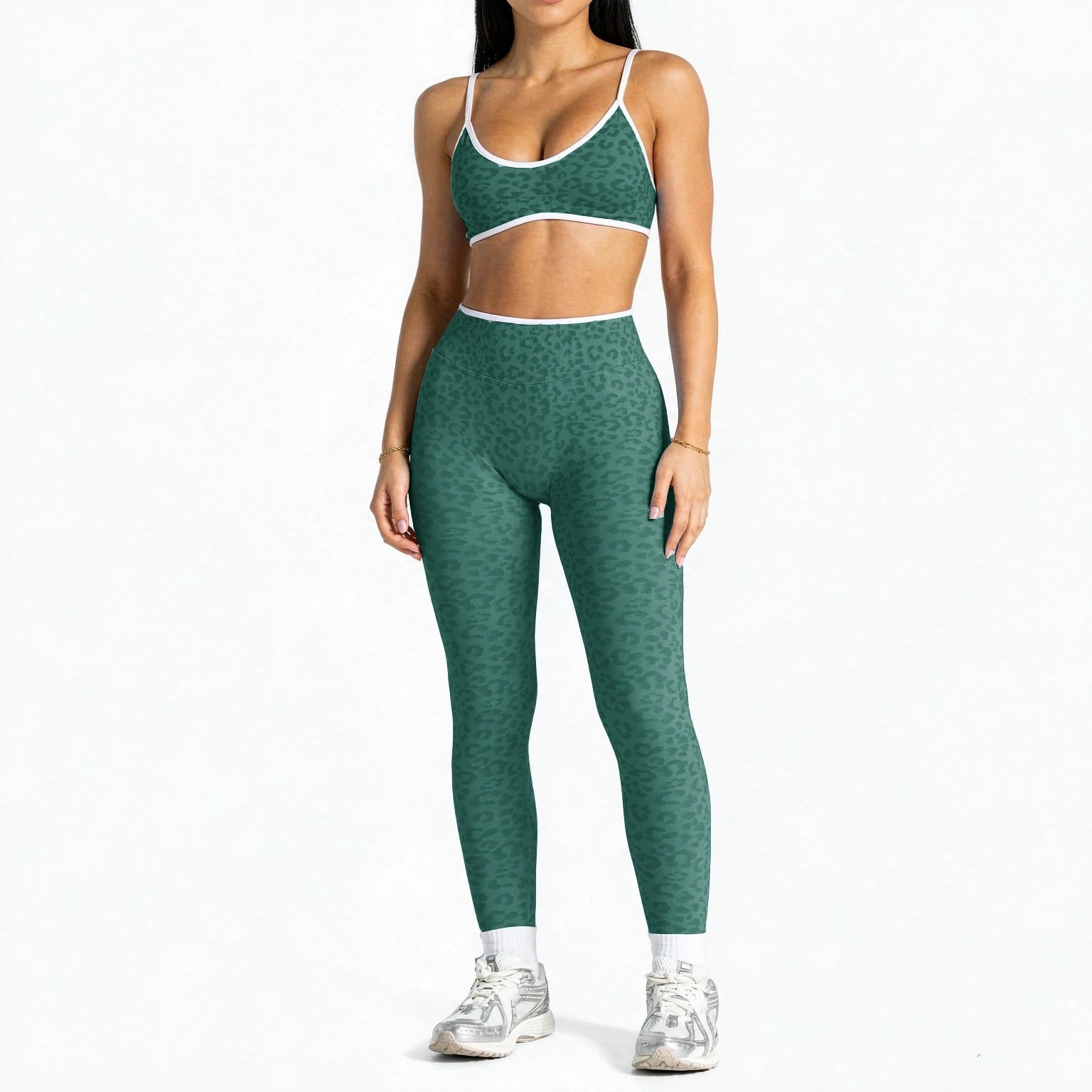 Women's Leopard Bra And Bottoms Yoga Set For Workout Outfits