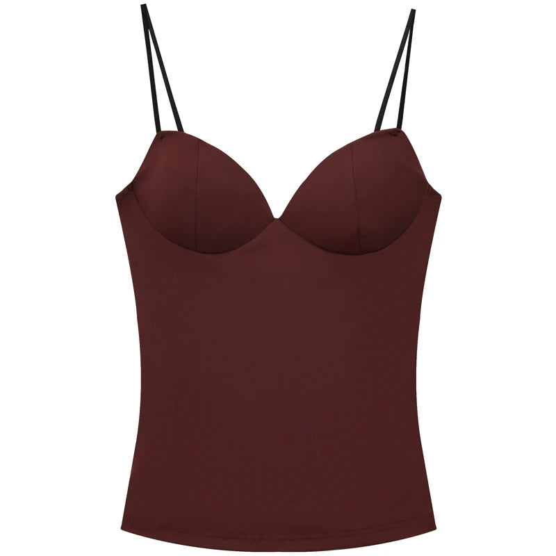 Women's Sweetheart Polyester Camisole with Shaped Cups and Thin Shoulder Straps