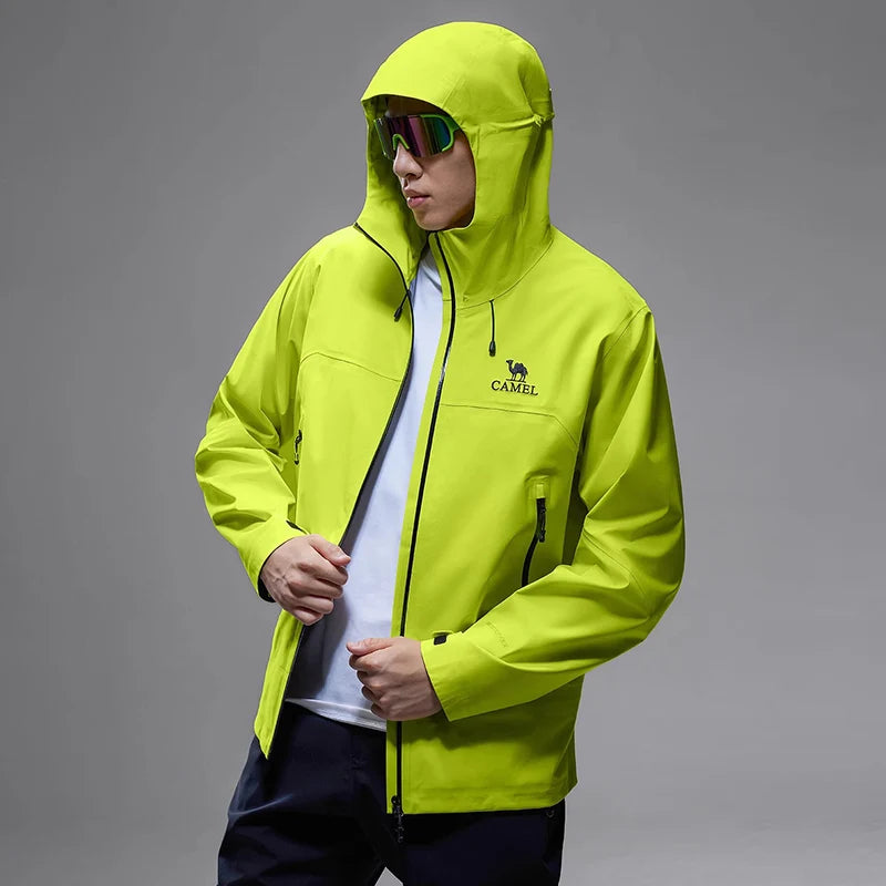 Hooded Long Sleeve Full Zip Outdoor Hiking Jacket with Pockets