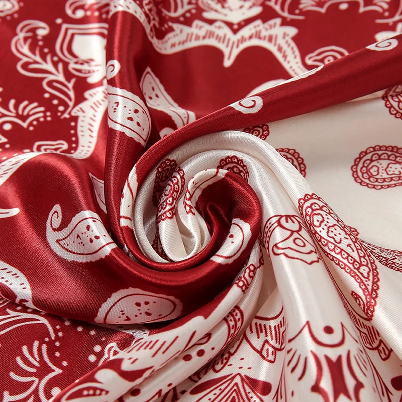 Printed Square Scarf with Ornate Paisley Pattern Options