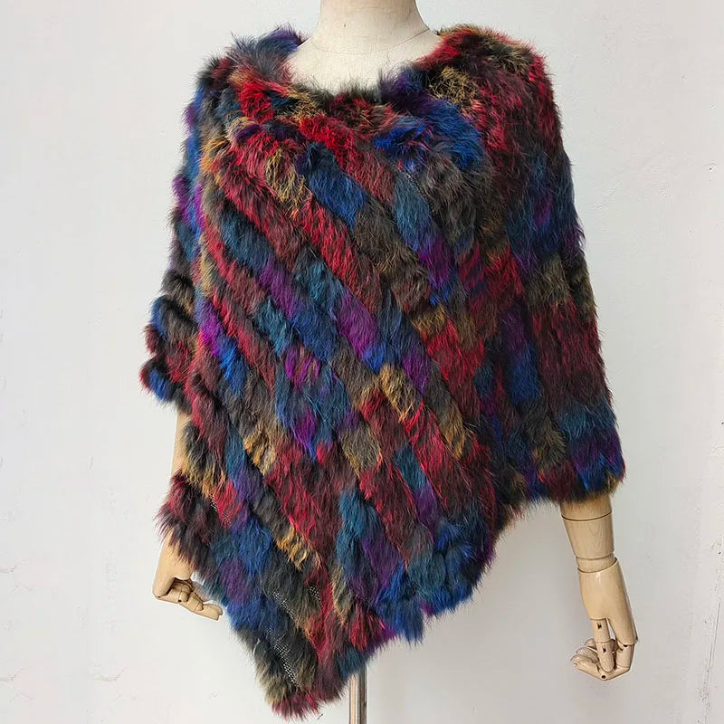 Textured Pointed Hem Poncho for Layering over Outfits