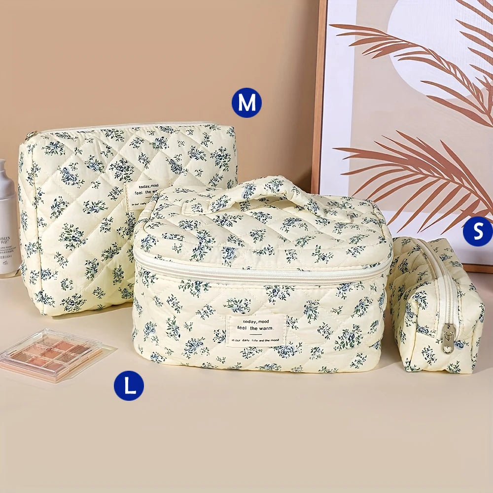 Printed Quilted Toiletry Bag with Zippered Size Options