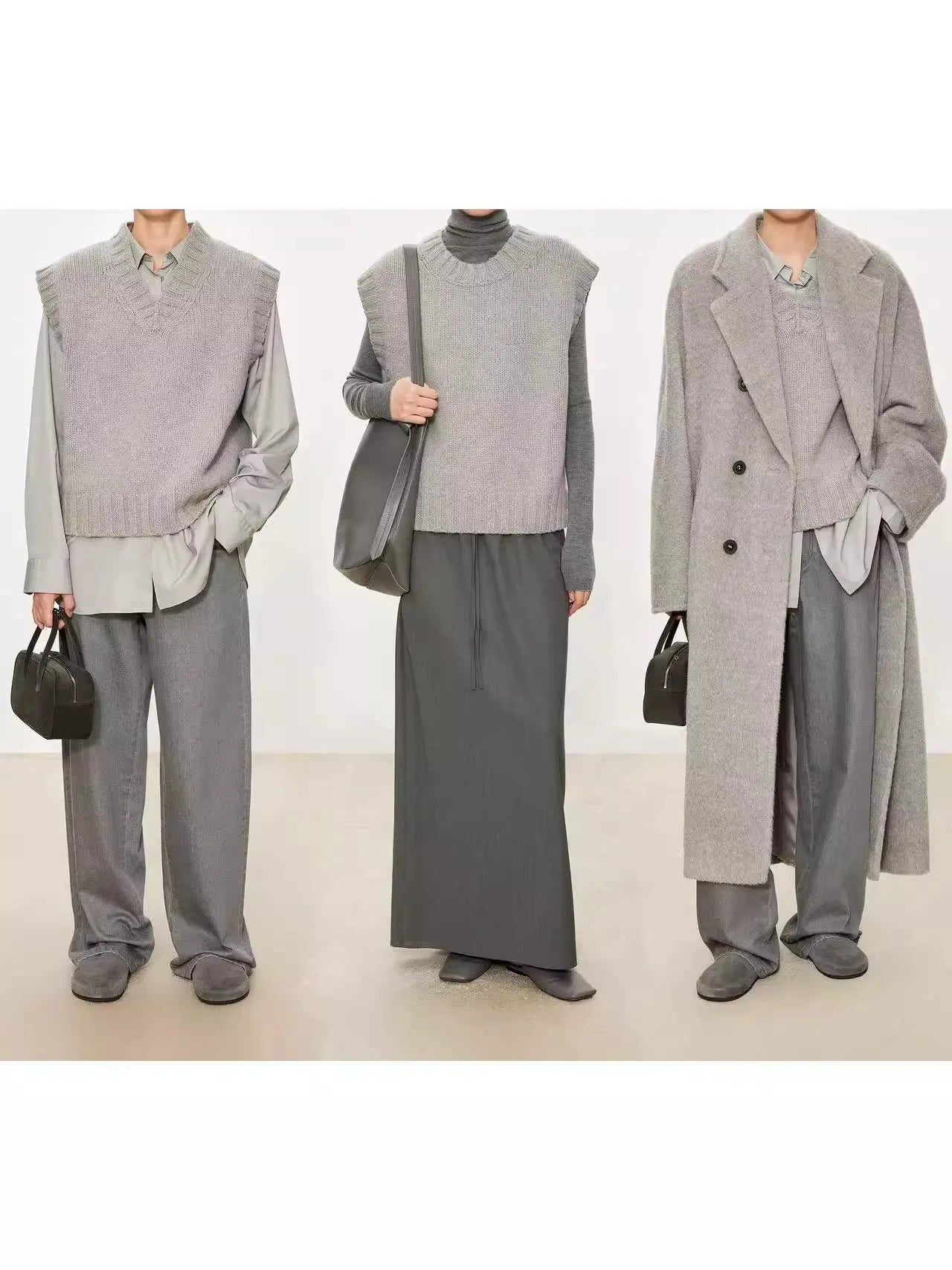 For autumn winter sleeveless vests stylish and loose with V-neck wool vests for layering Women's knitted sweaters and waistcoats