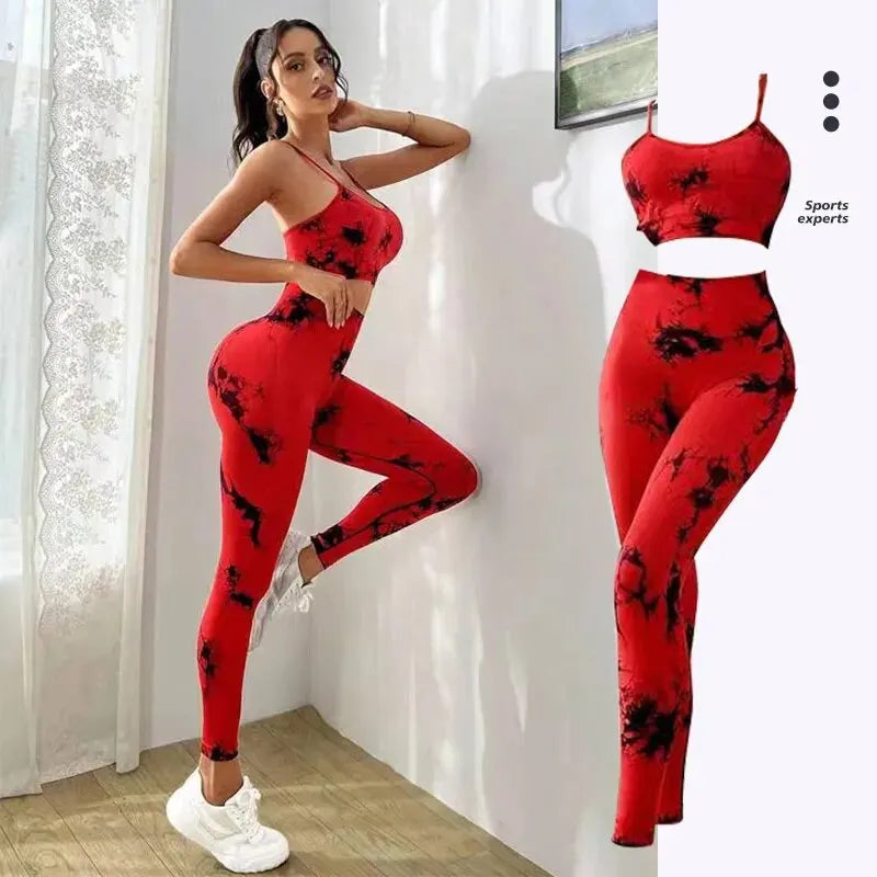 Women's Tie Dye Cami And Leggings Yoga Set