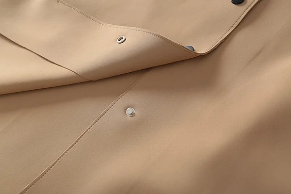 Simple French Fashion Light Luxury Windbreaker Mid Length Autumn Turn Down Collar Single Breasted Air Cotton Jackets Women