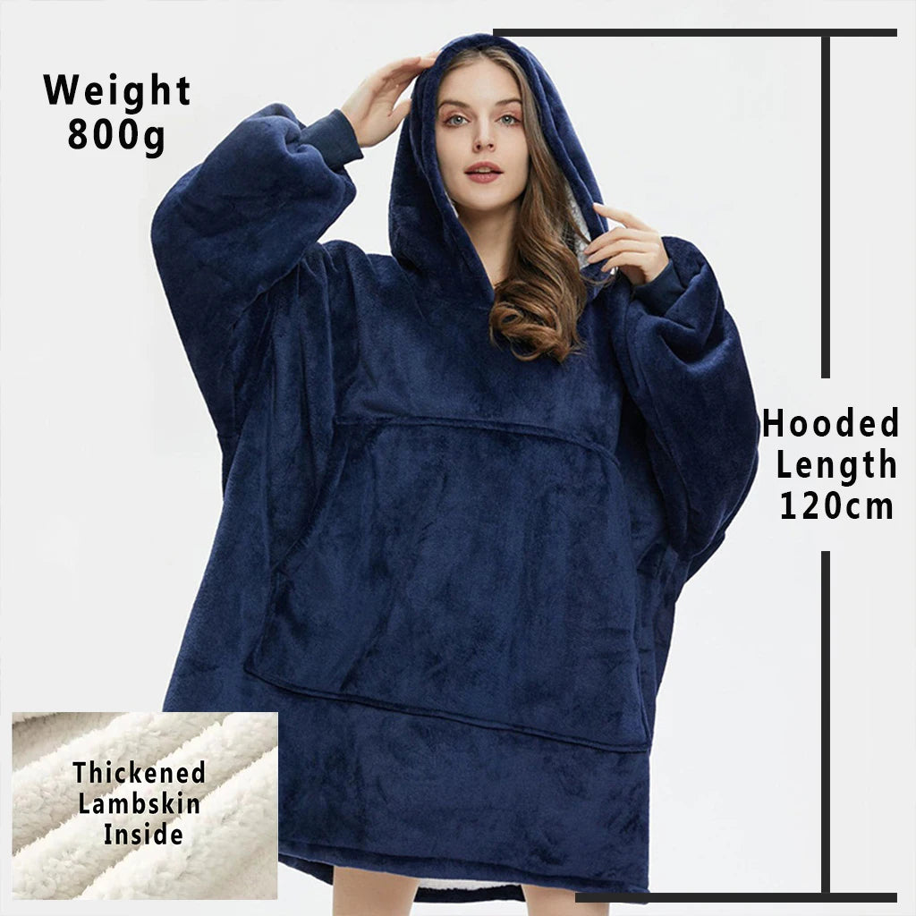 Oversized Fleece Blanket Hoodie with Original Long and Short Styles