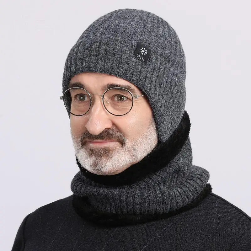 Ribbed Knit Ear Flap Beanie with Neck Cover Styling