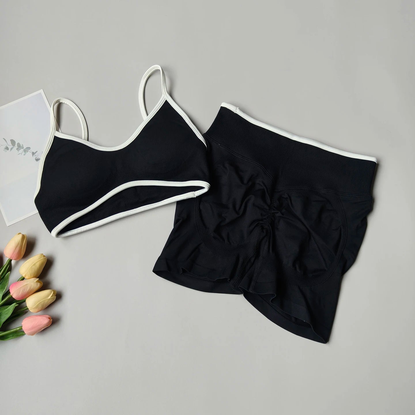 Women's Racerback Bra And Shorts Yoga Set For Workout Outfits