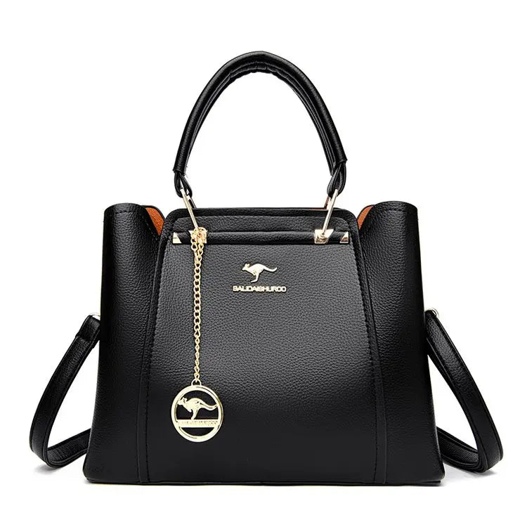 Women's Structured Shoulder Handbag with Pendant and Adjustable Crossbody Strap