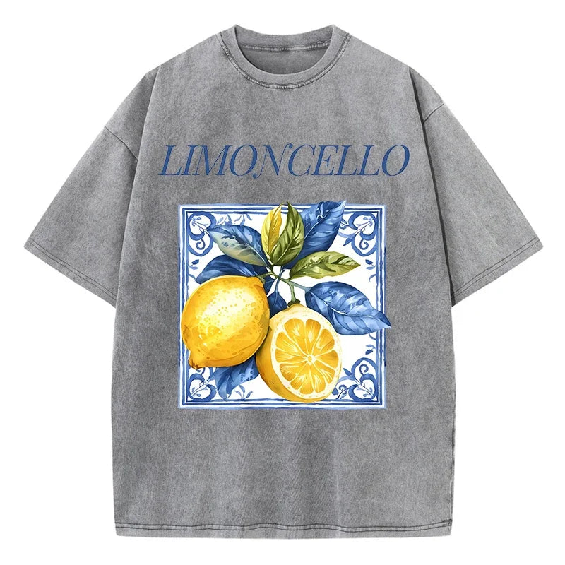 Printed Washed T-shirt Men's Cotton T-shirt Round Neck Comfortable Streetwear Men's Casual Summer Wear