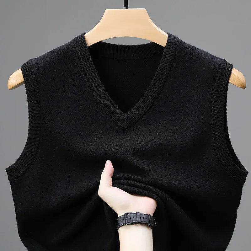 Men's V Neck Sleeveless Knit Vest