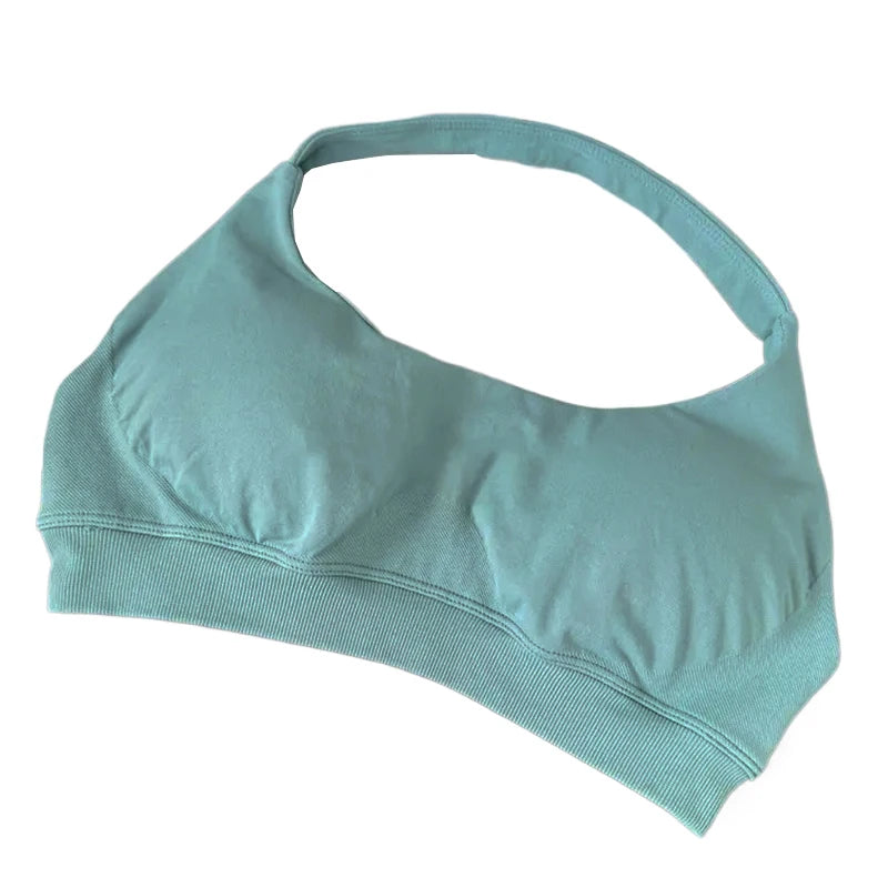 Women's Ruched Halter Neck Sports Bra