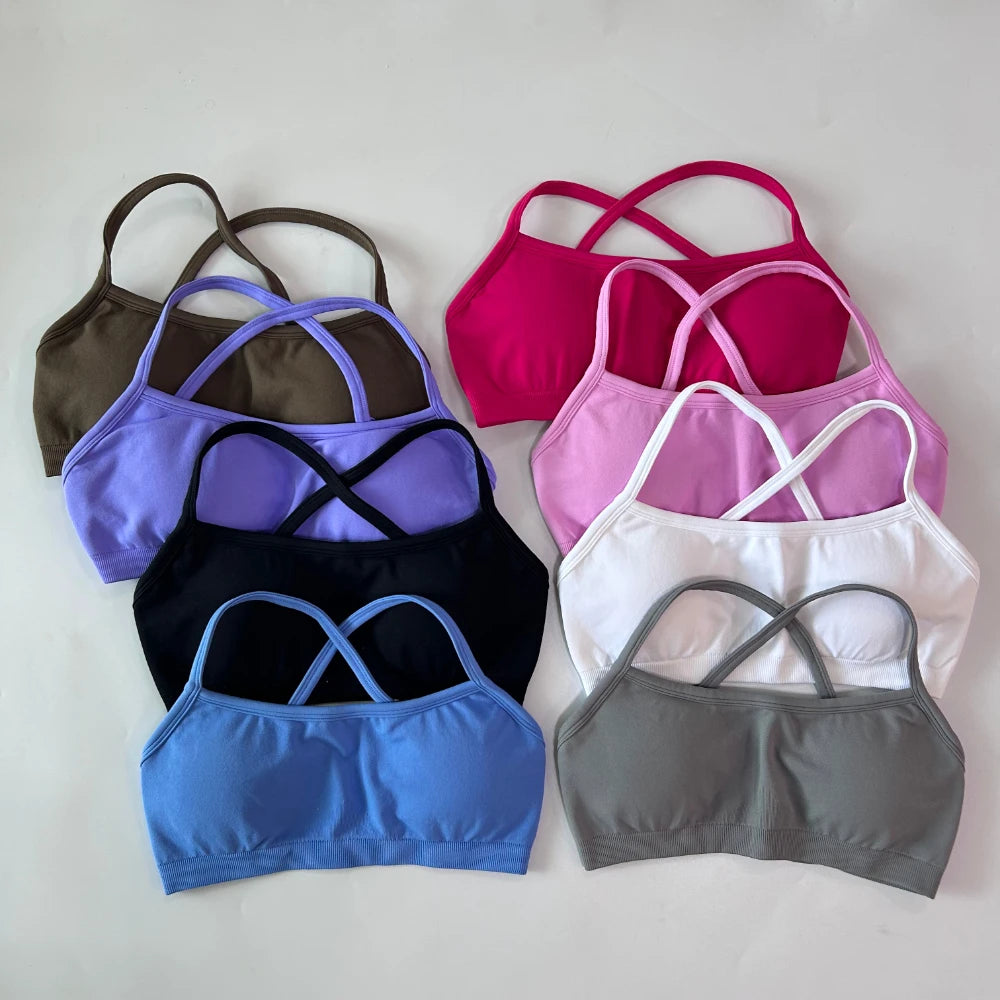 Women's Cross Strap Bra And Shorts Yoga Set