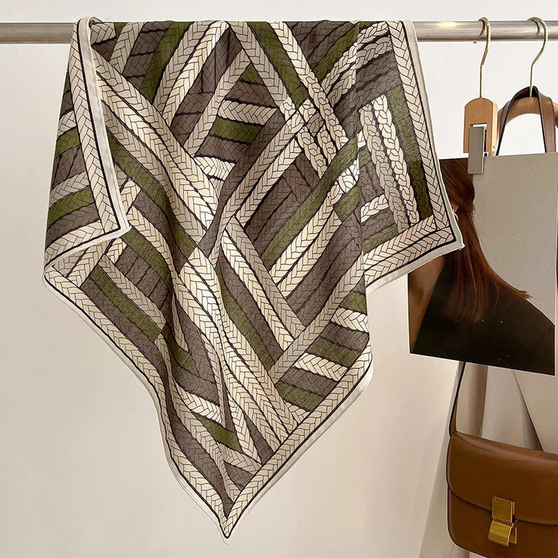 Printed Square Scarf with Polka Dot Pattern Options
