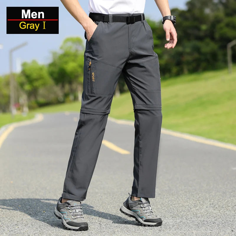Men's Convertible Hiking Pants with Cargo Pockets and Detachable Legs