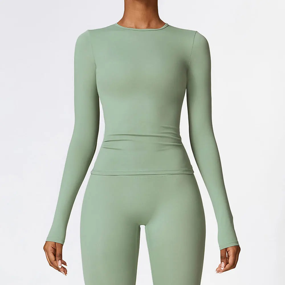 Women's Crew Neck Fitted Long Sleeve T-shirt For Workout Outfits