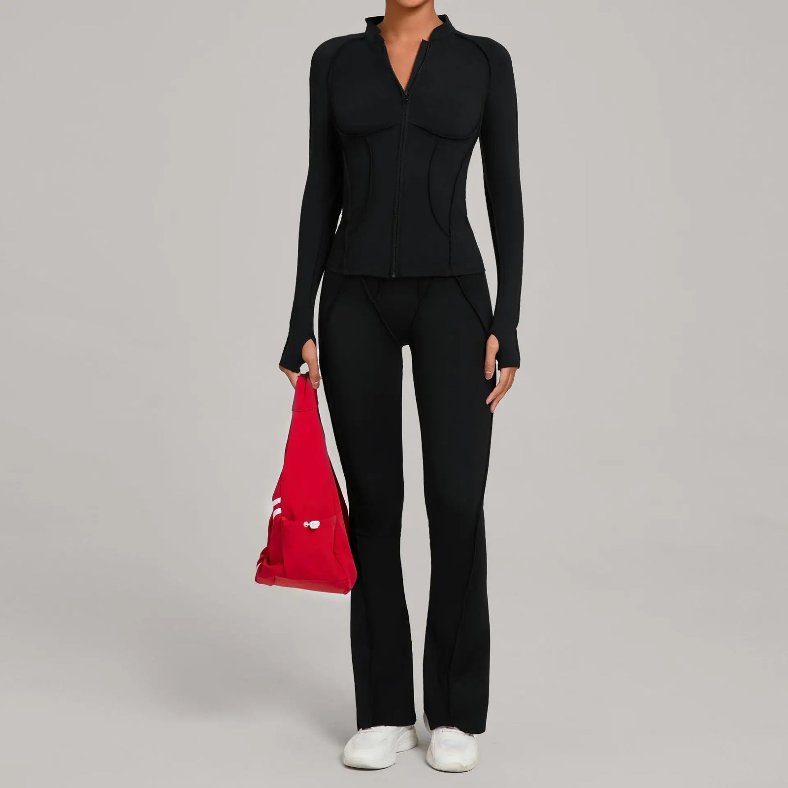 Women's Contrast Seam Bra And Leggings Yoga Set