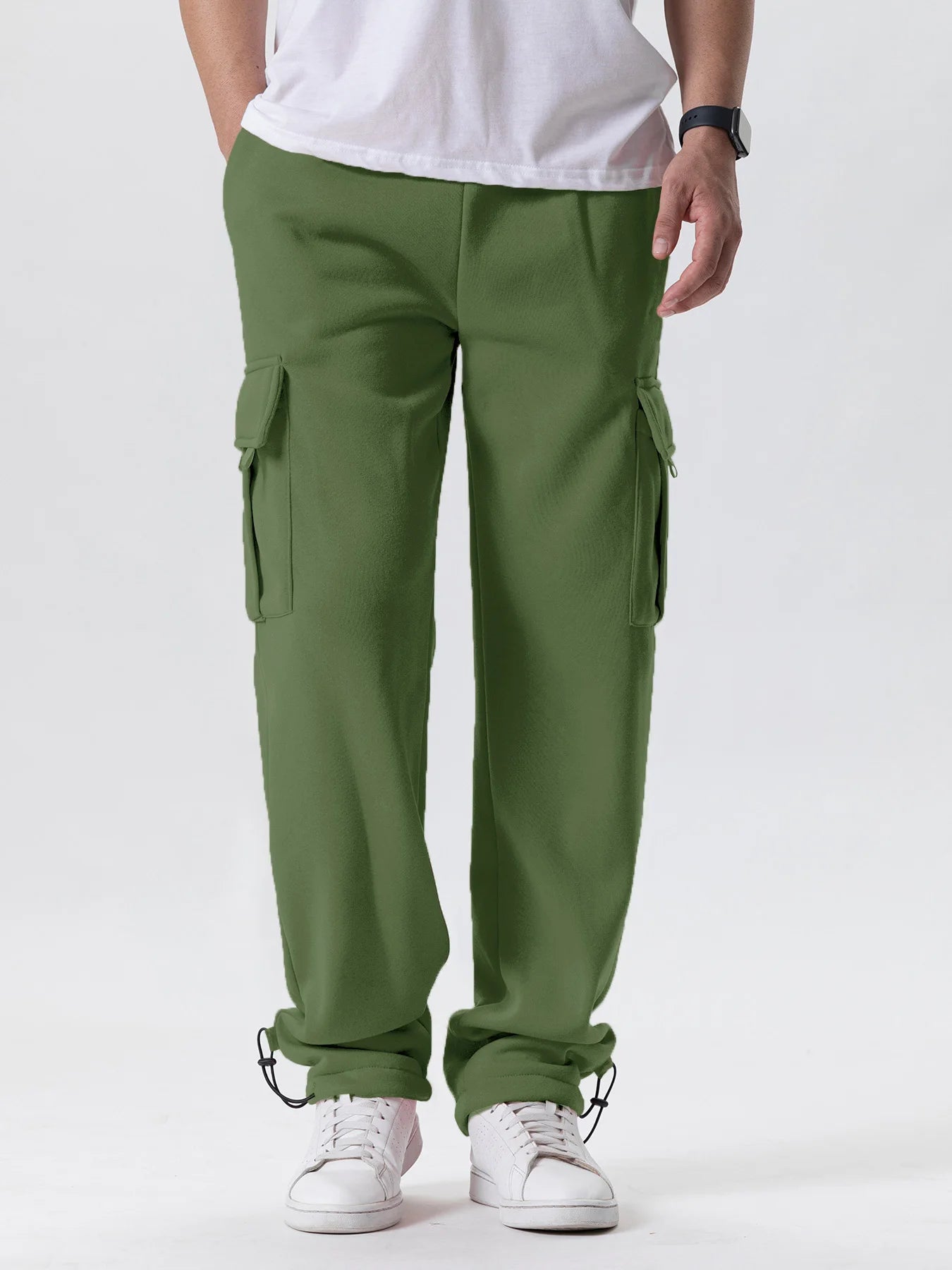 Men's Loose Straight-Leg Drawstring Cargo Pants