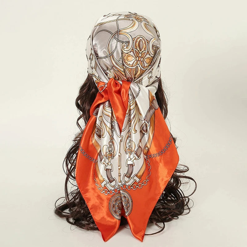 Printed Square Scarf with Ornate Paisley Pattern Options